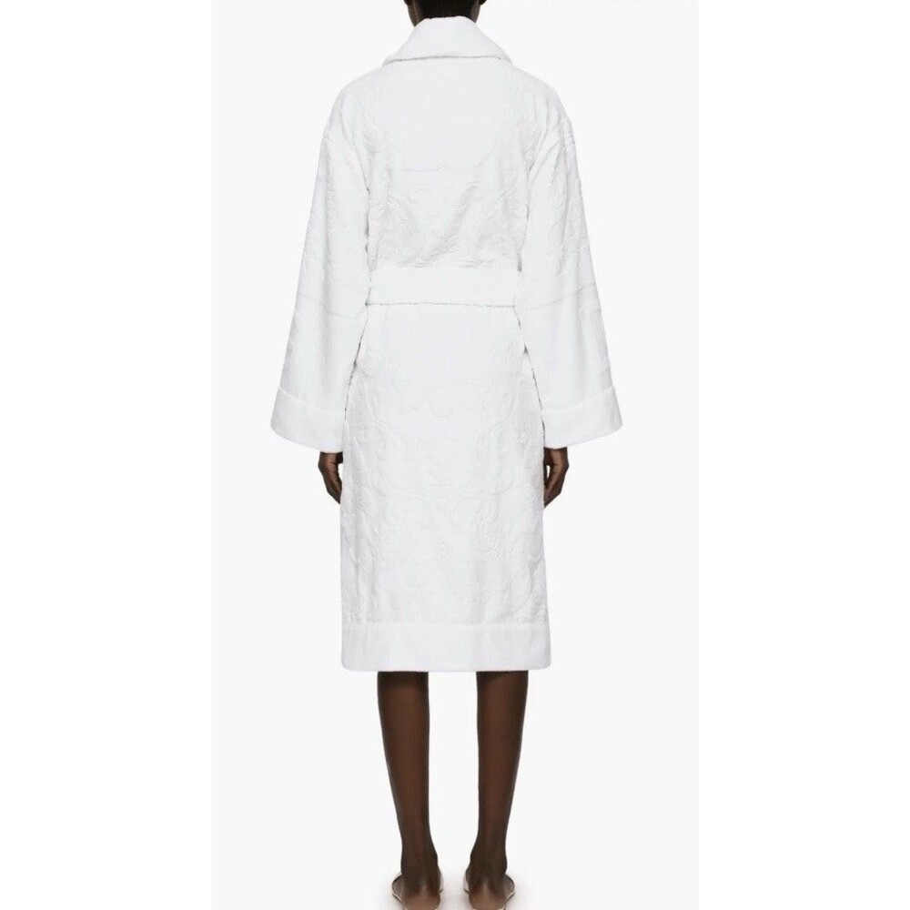 Dolce & Gabbana Casa Dg Logo Jacquard Bath Robe Large White $595 View 2